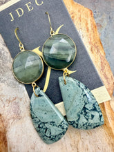 Load image into Gallery viewer, Green Jasper Statement Earrings
