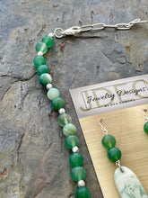 Load image into Gallery viewer, Green Botswana Agate and Saturn Chalcedony stone Jewelry Set
