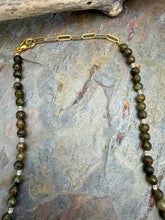 Load image into Gallery viewer, Green Labradorite Beaded Necklace with Nevada Fox Turquoise
