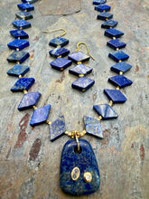 Load image into Gallery viewer, Lapis Lazuli Pendant Necklace and Earring Jewelry Set
