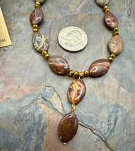 Load image into Gallery viewer, Red Wooden Jasper Beaded Y Necklace Jewelry Set
