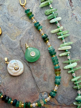 Load image into Gallery viewer, Green Kyanite and Ancient Roman Glass Interchangeable Necklace Set with Aventurine and FWP Pendants
