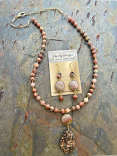 Load image into Gallery viewer, Leopard Skin Jasper pendant necklace jewelry set
