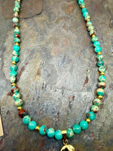 Load image into Gallery viewer, Bright Aqua Imperial Jasper Stone Pendant Necklace Set
