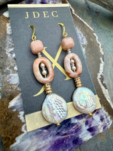 Load image into Gallery viewer, Freshwater Pearl, Sunstone and Agate Statement Earrings
