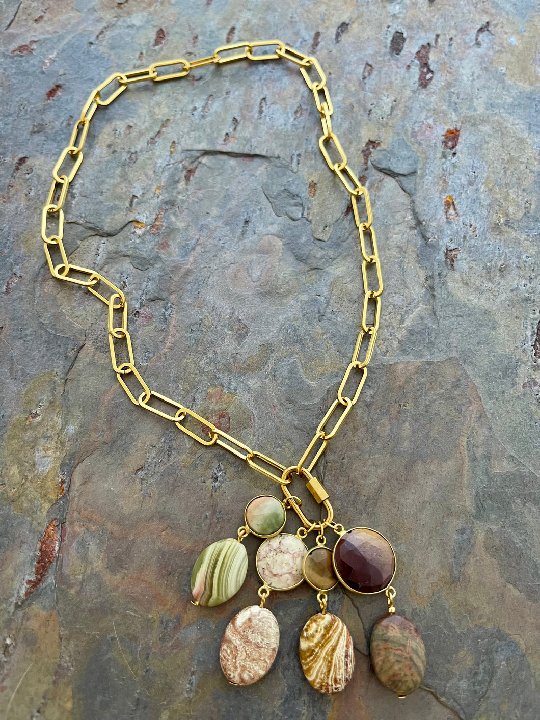 Interchangeable necklace set with 4 stone pendants