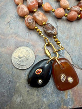 Load image into Gallery viewer, Carnelian and Agate Stone Interchangeable Necklace with Two Semi Precious Gemstone Pendants
