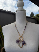 Load image into Gallery viewer, Cubed Fluorite Carabiner Clasp Necklace with Three Interchangeable Pendants
