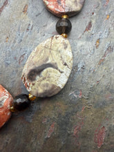 Load image into Gallery viewer, Orange Mushroom Jasper Statement Necklace with Smoky Quartz
