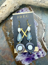 Load image into Gallery viewer, Czech Glass Statement Earrings with Freshwater Pearls and Shell Beads
