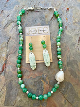 Load image into Gallery viewer, Green Botswana Agate and Saturn Chalcedony stone Jewelry Set
