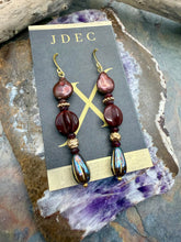 Load image into Gallery viewer, Burgundy Freshwater Pearl, Garnet and Czech Glass Earrings

