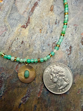 Load image into Gallery viewer, Petite Chrysoprase Beaded Necklace with  Green Aventurine Pendant
