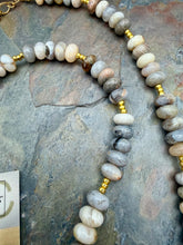 Load image into Gallery viewer, Bamboo Leaf Jasper with Calcite Stone Pendant Statement Jewelry Set
