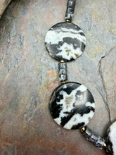 Load image into Gallery viewer, Black and White Zebra Jasper Stone Beaded Necklace
