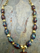Load image into Gallery viewer, Dragon’s Vein Agate Pendant Necklace with Czech Glass Beads
