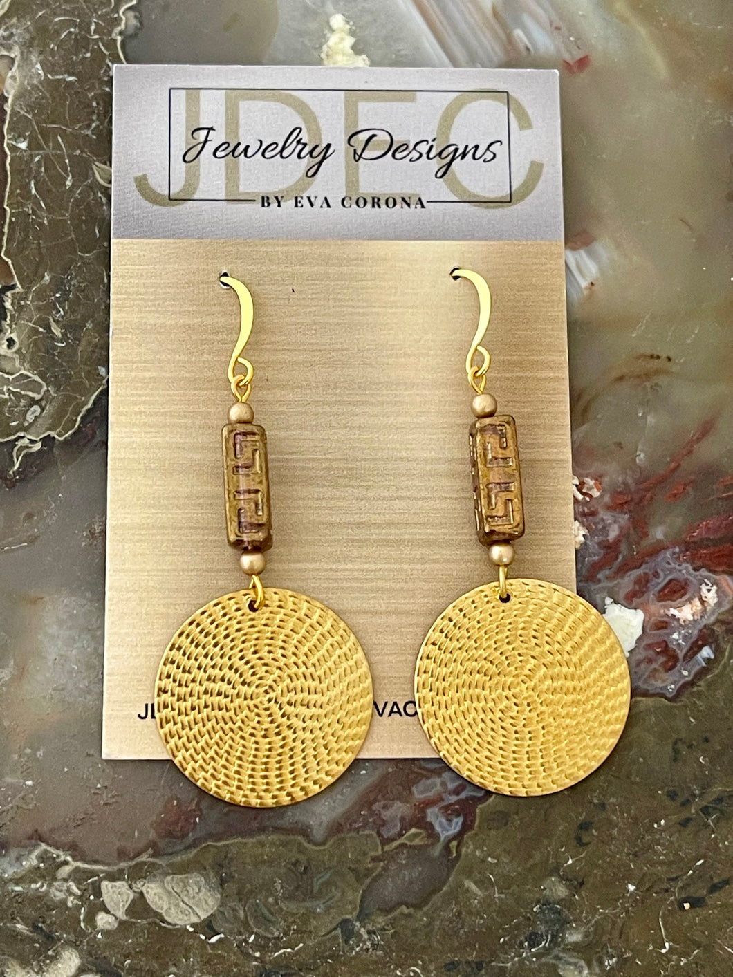 Czech Glass Greek key earrings