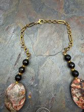 Load image into Gallery viewer, Orange Mushroom Jasper Statement Necklace with Smoky Quartz
