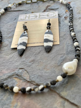 Load image into Gallery viewer, Zebra Jasper Jewelry Set with bronze accents
