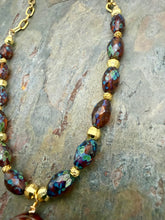 Load image into Gallery viewer, Dragon’s Vein Agate Pendant Necklace with Czech Glass Beads
