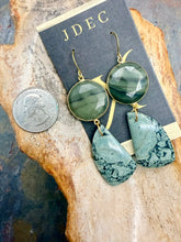 Load image into Gallery viewer, Green Jasper Statement Earrings
