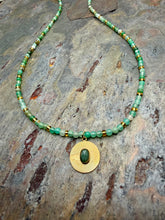 Load image into Gallery viewer, Petite Chrysoprase Beaded Necklace with  Green Aventurine Pendant
