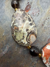 Load image into Gallery viewer, Orange Mushroom Jasper Statement Necklace with Smoky Quartz
