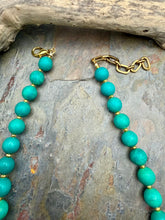 Load image into Gallery viewer, Magnesite  Stone Beaded Asymmetrical Necklace with Freshwater Pearl Focal
