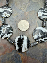 Load image into Gallery viewer, Black and White Zebra Jasper Stone Beaded Necklace
