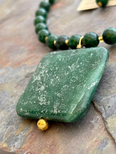 Load image into Gallery viewer, Serpentine and Green Quartz jewelry set with gold accents
