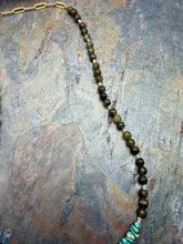 Load image into Gallery viewer, Green Labradorite Beaded Necklace with Nevada Fox Turquoise
