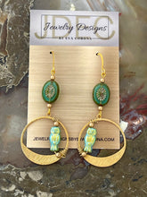 Load image into Gallery viewer, Czech Glass earrings with wire wrapped Owl beads
