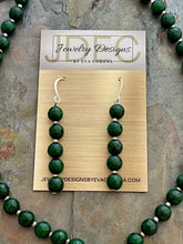 Load image into Gallery viewer, Serpentine and Green Quartz jewelry set with silver accents

