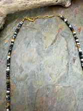 Load image into Gallery viewer, Zebra Jasper Beaded Necklace with Kingman Turquoise
