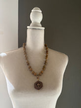 Load image into Gallery viewer, Wood Grain Jasper Stone Statement Pendant Necklace Set

