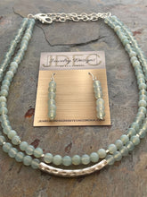 Load image into Gallery viewer, Light blue Chalcedony stone nesting necklace and earring set
