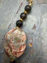 Load image into Gallery viewer, Orange Mushroom Jasper Statement Necklace with Smoky Quartz
