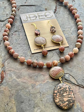 Load image into Gallery viewer, Leopard Skin Jasper pendant necklace jewelry set
