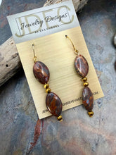 Load image into Gallery viewer, Red Wooden Jasper Beaded Y Necklace Jewelry Set
