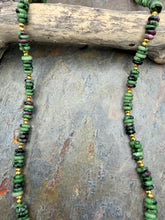 Load image into Gallery viewer, Ruby Zoisite Stone Beaded Necklace with Freshwater Pearl Focal
