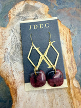 Load image into Gallery viewer, Rhodonite Stone Earrings with Brass Connectors
