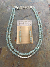 Load image into Gallery viewer, Light blue Chalcedony stone nesting necklace and earring set
