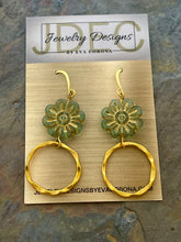 Load image into Gallery viewer, Light blue Czech glass flower earrings

