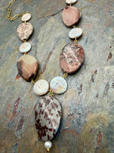 Load image into Gallery viewer, Chohua Jasper Stone Statement Necklace with Freshwater Pearl Coin Beads
