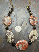 Load image into Gallery viewer, Orange Mushroom Jasper Statement Necklace with Smoky Quartz
