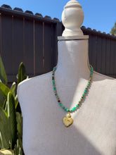 Load image into Gallery viewer, Bright Aqua Imperial Jasper Stone Pendant Necklace Set
