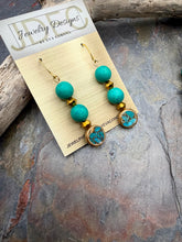 Load image into Gallery viewer, Magnesite and Czech Glass Jewelry Set with Turquoise Pendant
