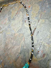 Load image into Gallery viewer, Zebra Jasper Beaded Necklace with Kingman Turquoise
