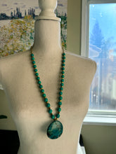 Load image into Gallery viewer, Magnesite and Czech Glass Jewelry Set with Turquoise Pendant
