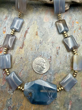 Load image into Gallery viewer, Gray Agate Stone Statement Beaded Necklace
